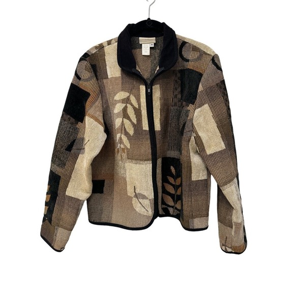 Coldwater Creek Tapestry Medium Light Jacket Zipper Front Neutrals - Picture 2 of 6